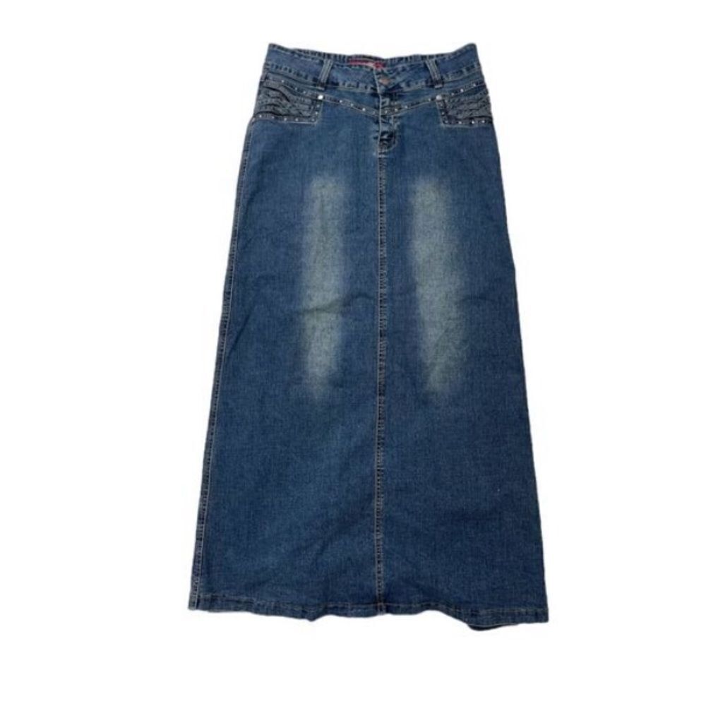 Vintage Cotton Denim Skirt Blue Women's Size Large